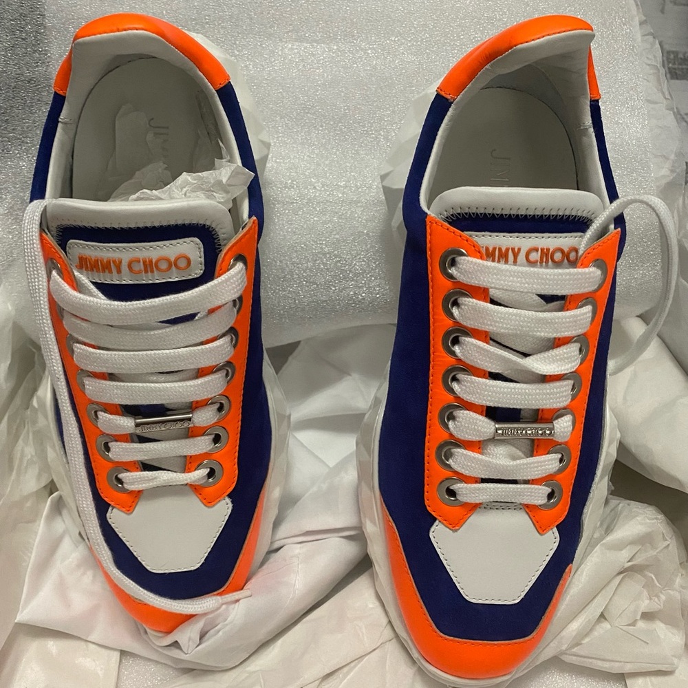 Diamond Blue Orange Leather Sneaker - Women Shoes Sneakers